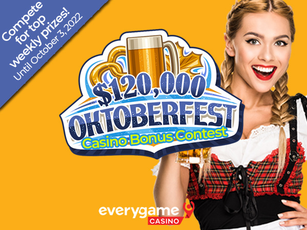 Compete for the Top Weekly Prizes during $120,000 Oktoberfest Bonus Contest at Everygame Casino